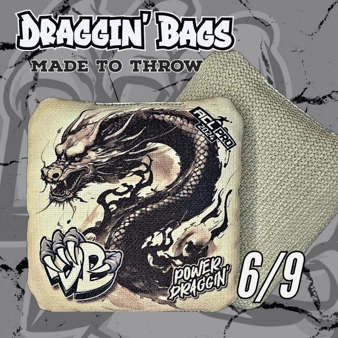 Ivory Dragon Power Draggin 2024 ACL Approved Cornhole Bags